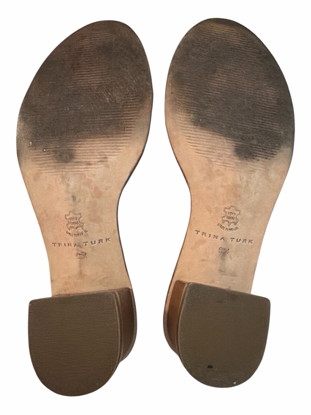 Trina Turk Metallic Gold Cutout Slide Sandals - Picture 3 of 5